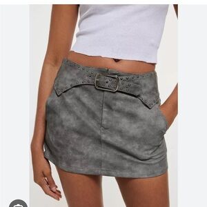 Silence + Noise Charcoal Belted Mini Skirt